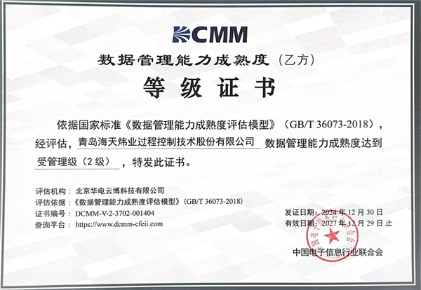 喜讯 | 海天炜业成功通过DCMM二级认证，数据管理迈入新阶段